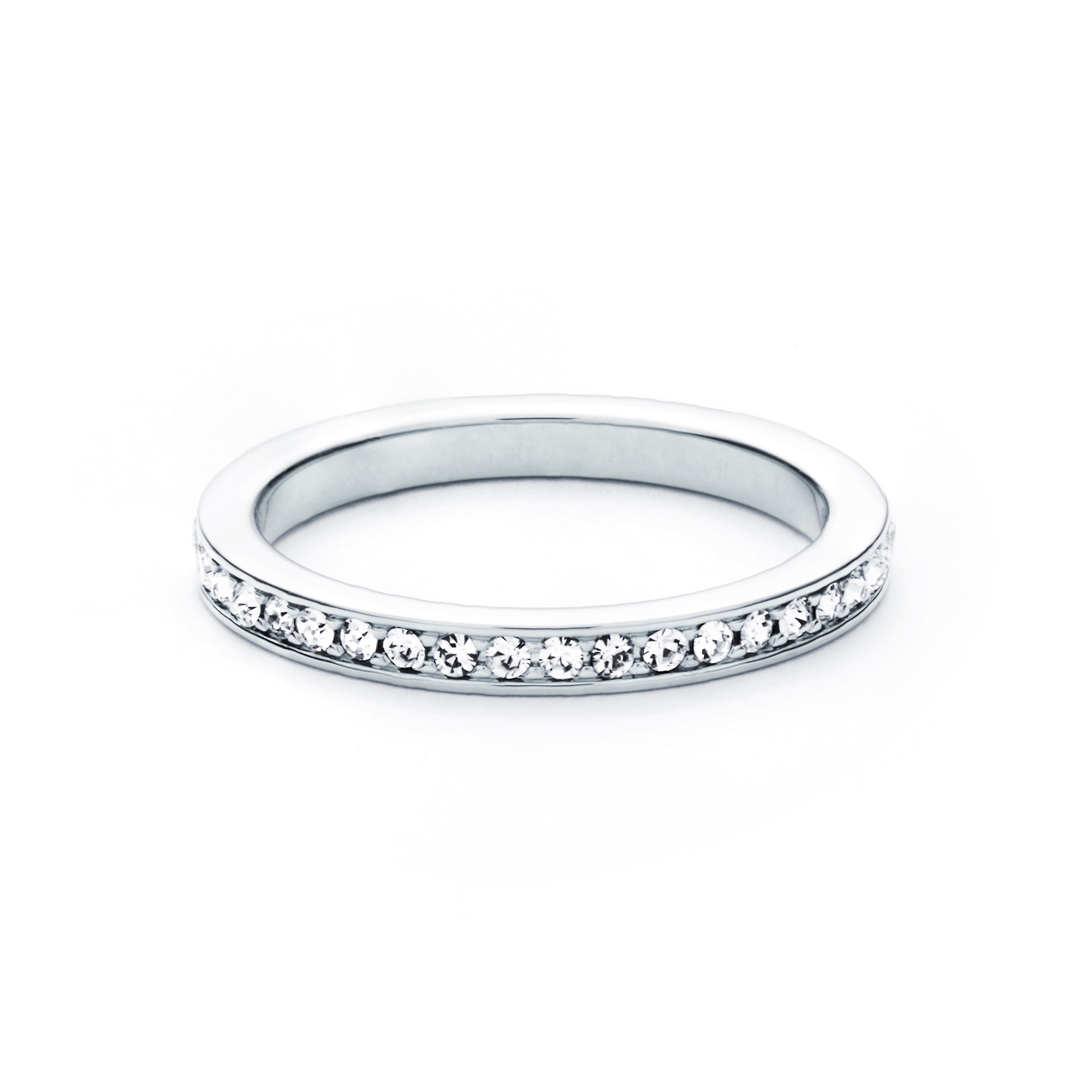 Eternity Round Petite Crystals Ring Rhodium Plated