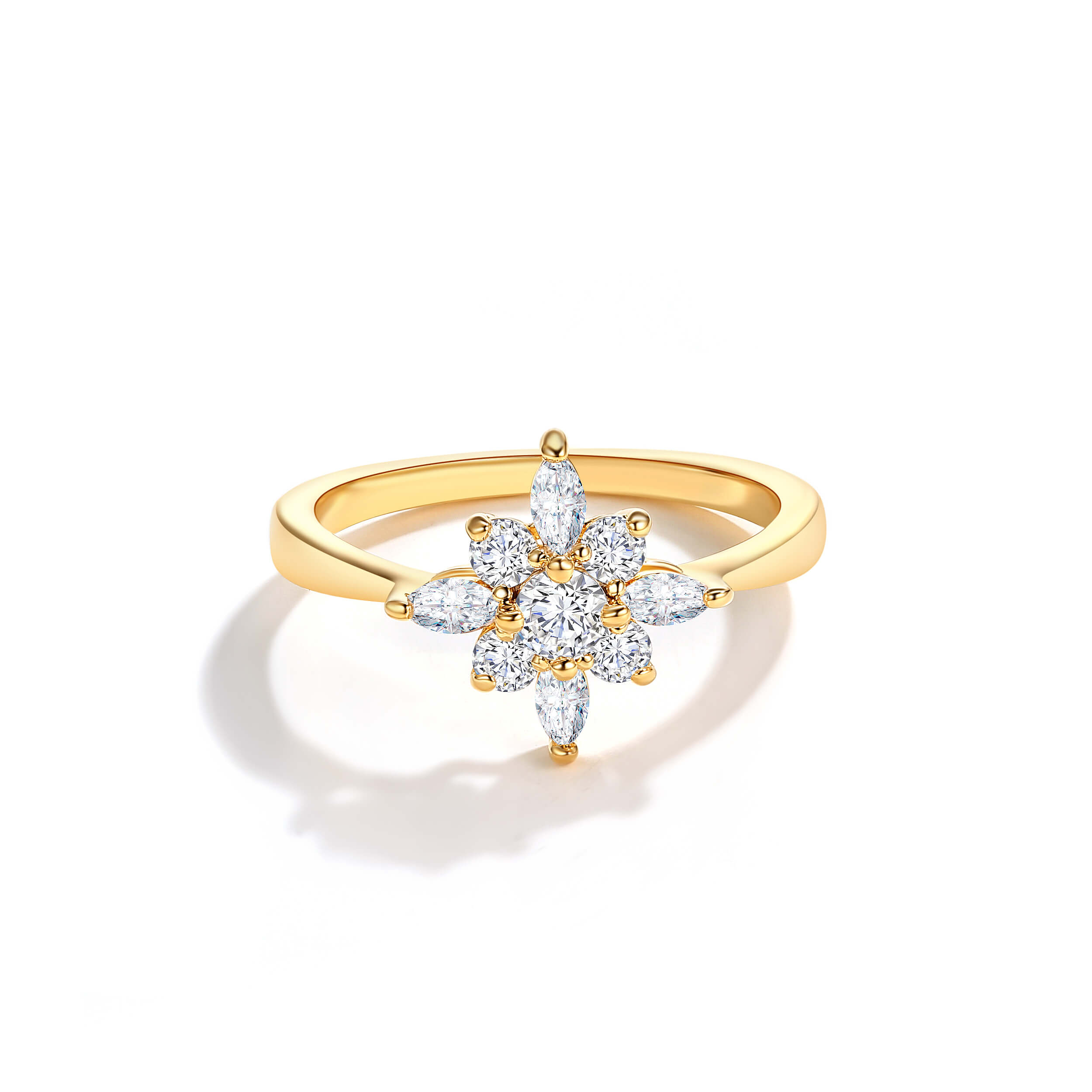 Polaris Star Ring with Cubic Zirconia Gold Plated