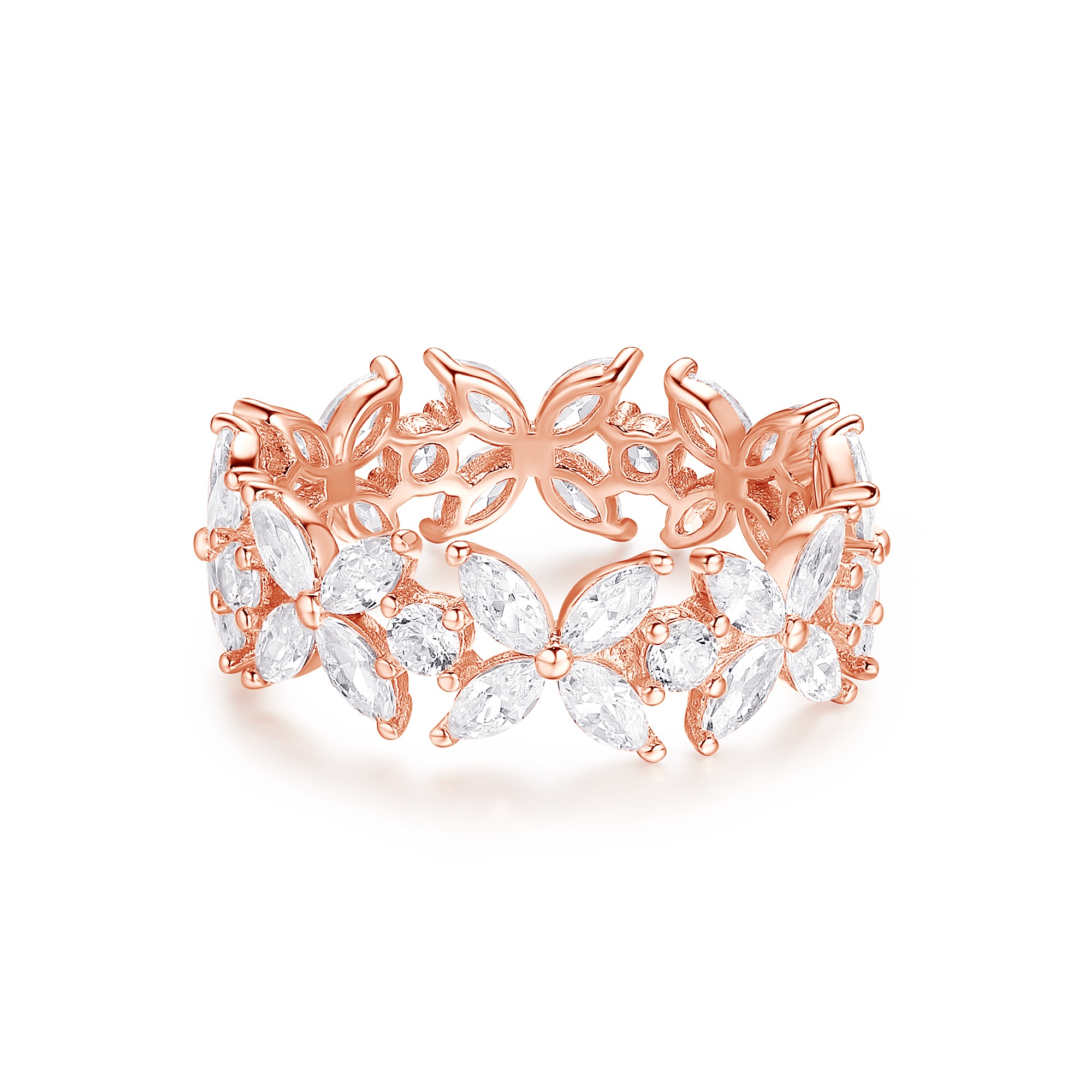 Victoria Alternating Ring Sterling Silver Rose Gold Plated