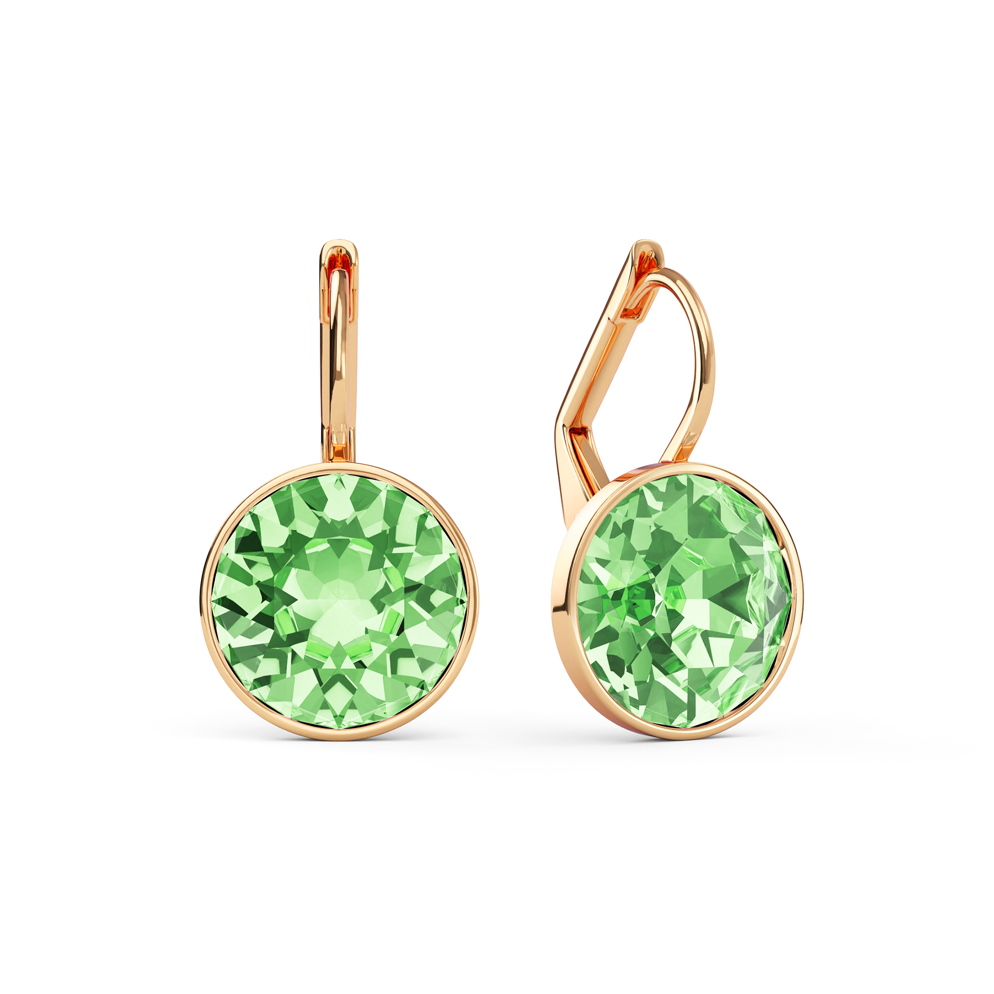 Bella Earrings with 4 Carat Peridot Crystals Rose Gold Plated