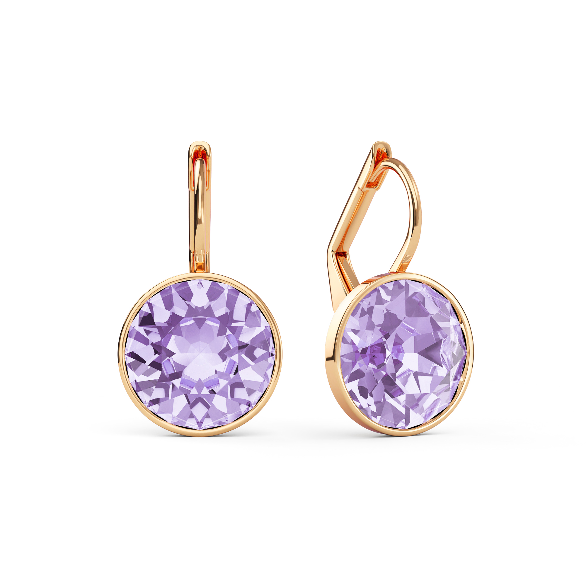 Bella Earrings with 4 Carat Violet Crystals Rose Gold Plated