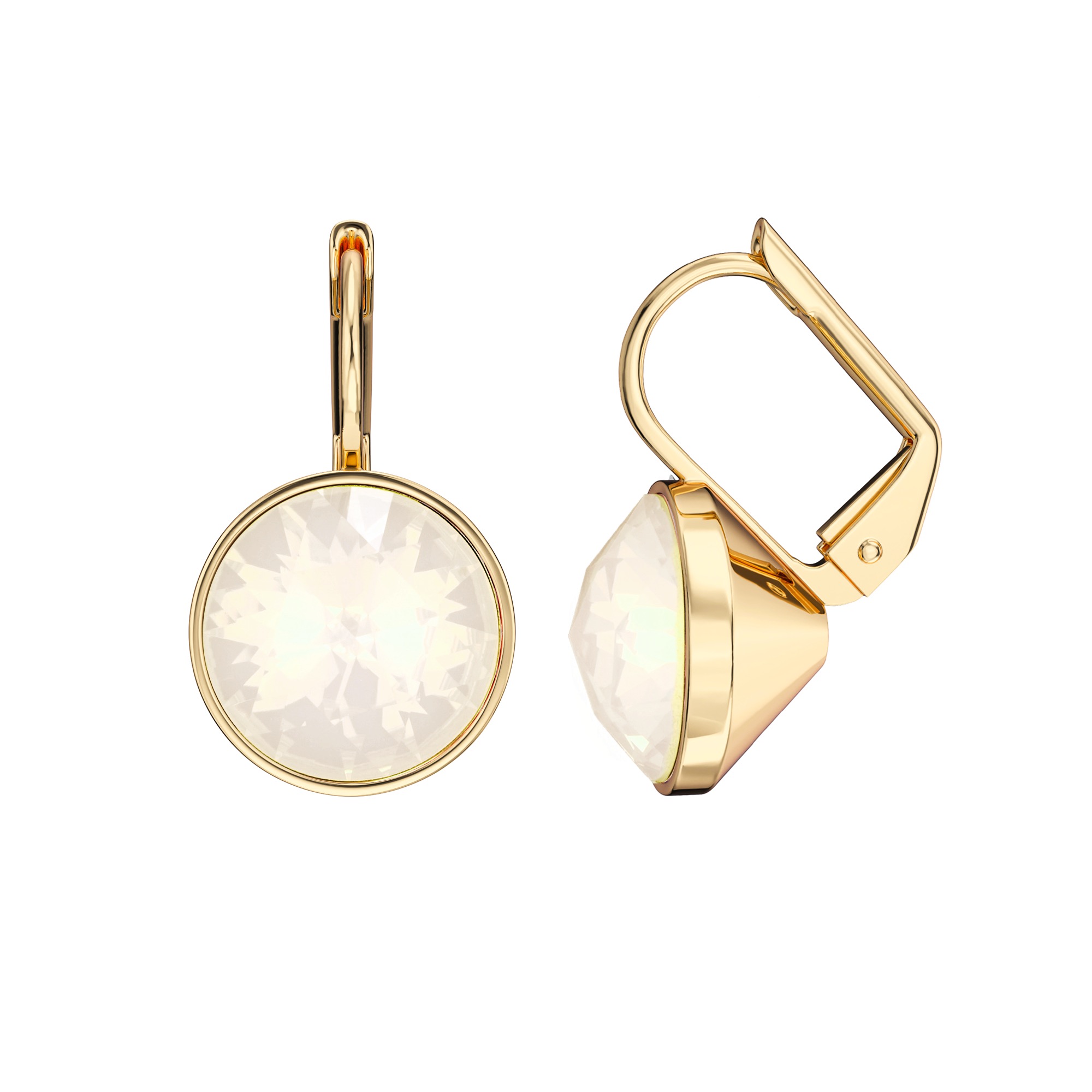 Bella Earrings with 4 Carat White Opal Crystals Gold Plated