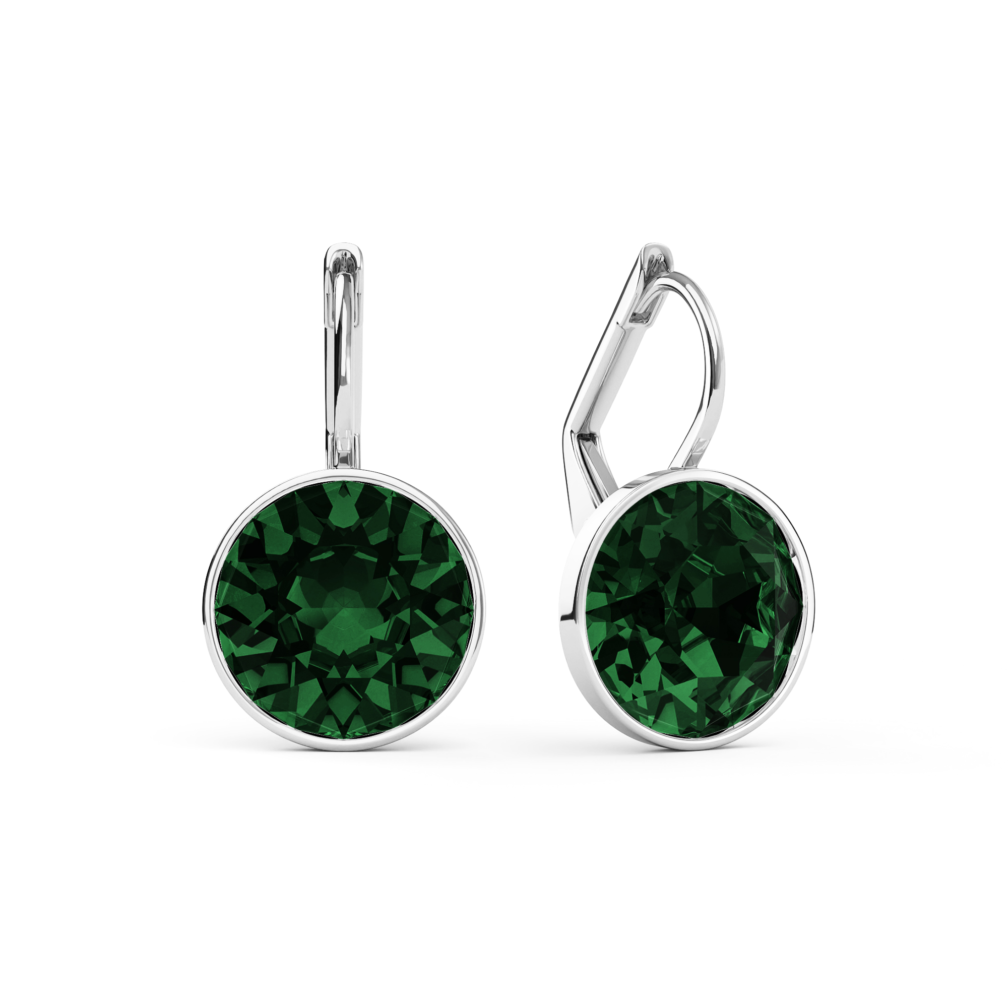 Bella Earrings with 4 Carat Emerald Crystals Silver Plated