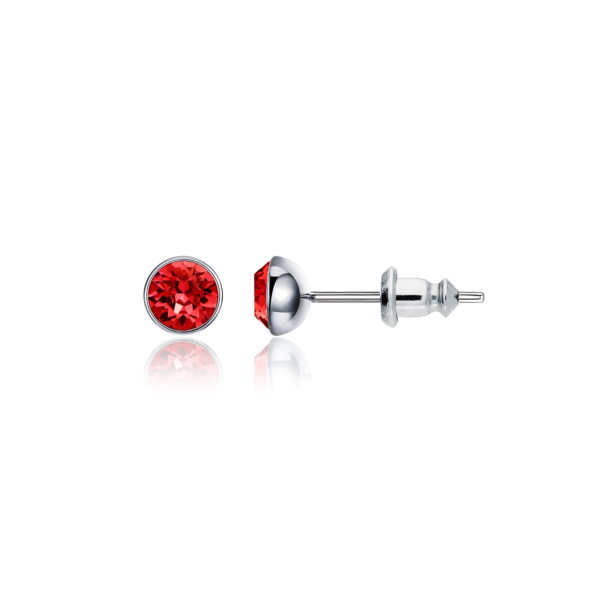 Signature Stud Earrings with Carat Siam Swarovski Crystals 3 Sizes Rhodium Plated