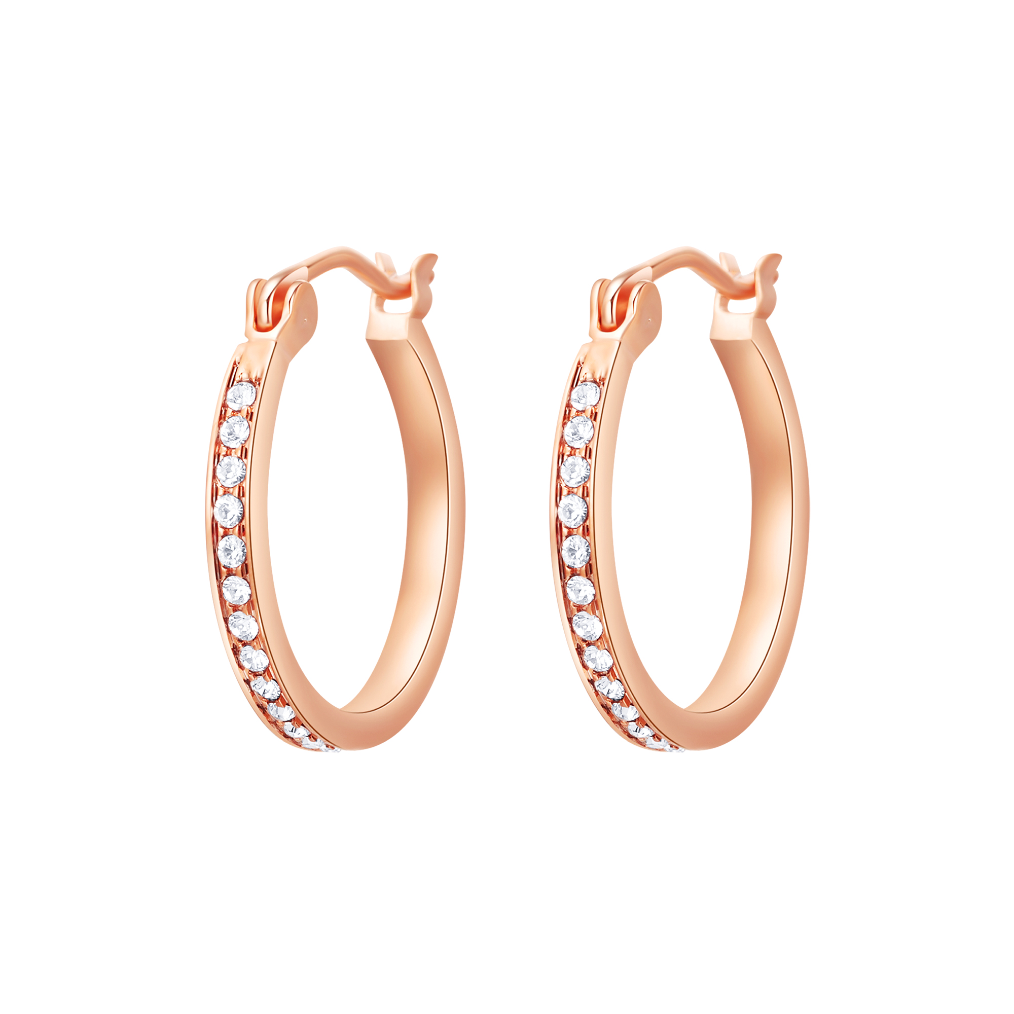 Eternity Mix Carrier Hoop Earrings 18mm Crystal Rose Gold Plated