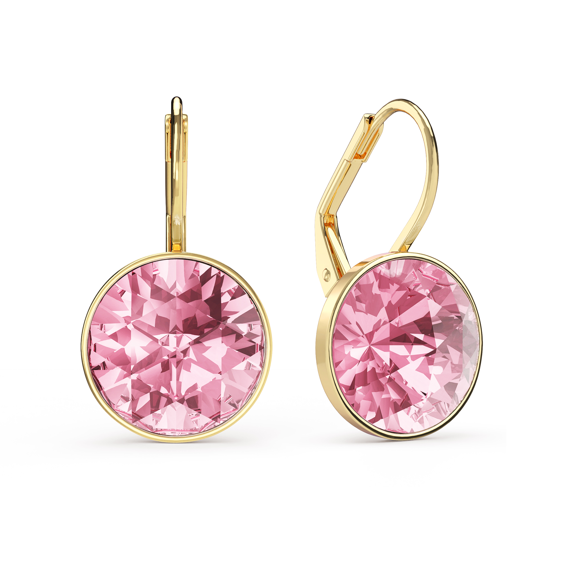 Bella Earrings with 6 Carat Light Rose Crystals Gold Plated