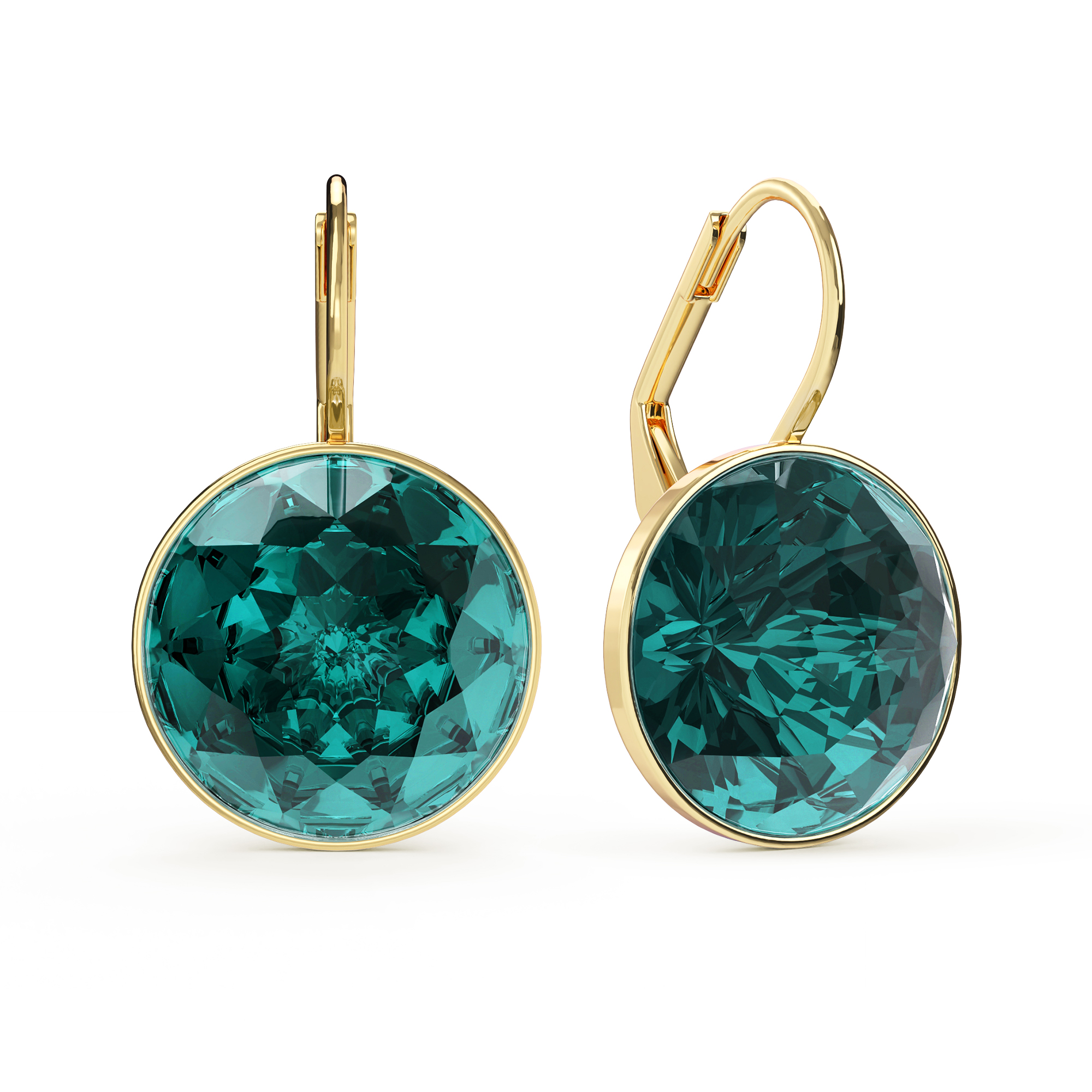 Bella Earrings with 10 Carat Blue Zircon Crystals Gold Plated