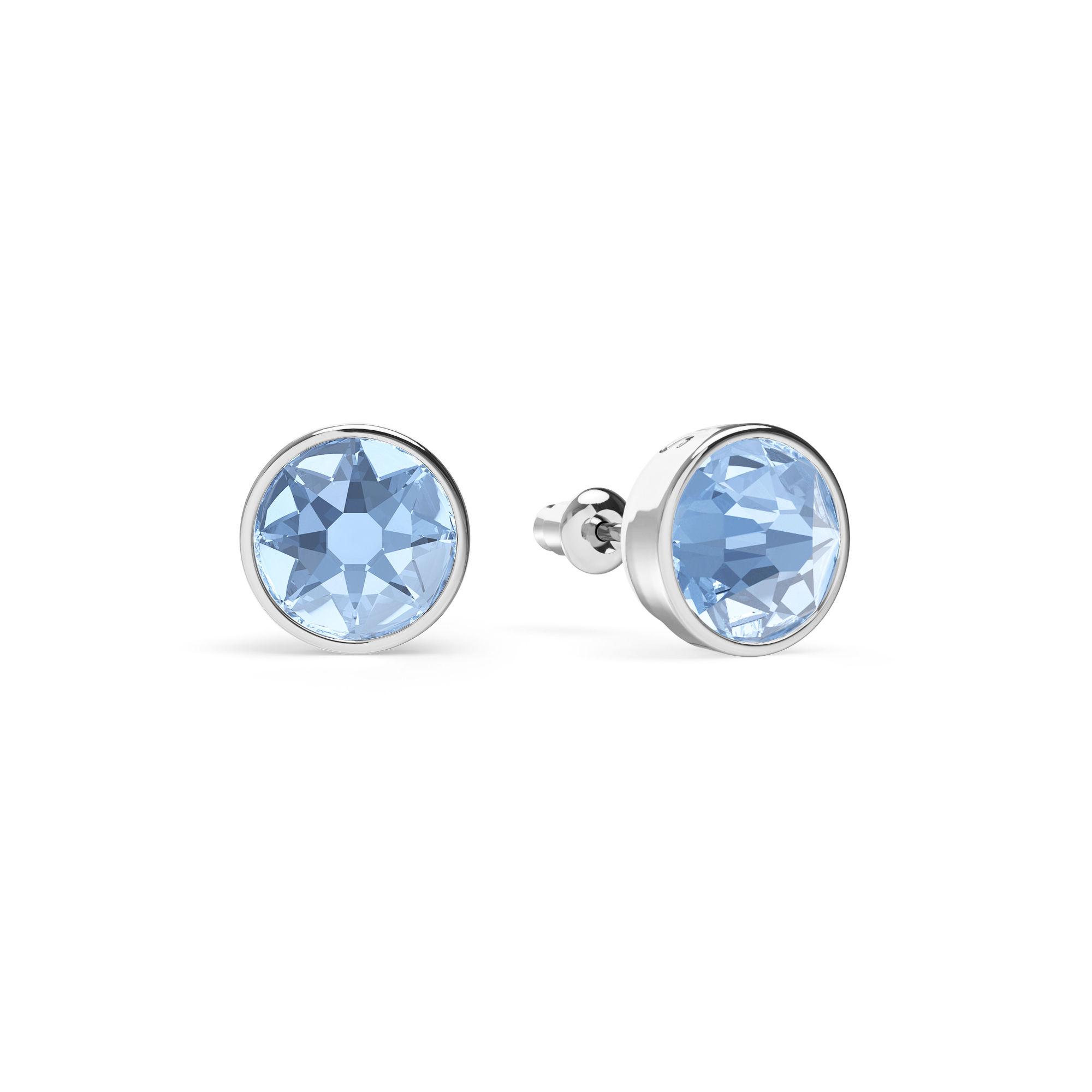 Mix Stud Carrier Earrings Light Sapphire Crystals Silver Plated