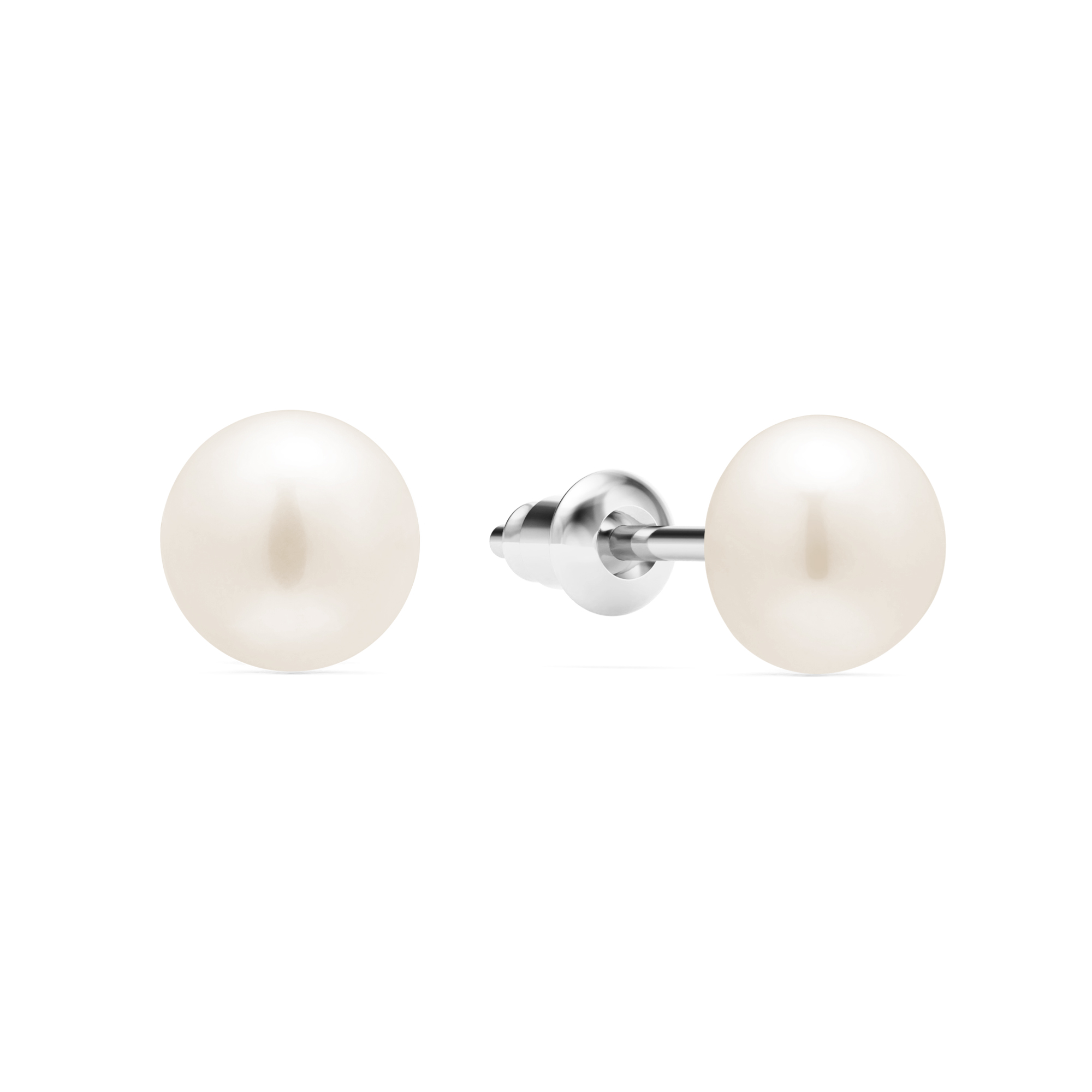 Freshwater 8mm Pearl Stud Earrings Freshwater Pearl Rhodium Plated