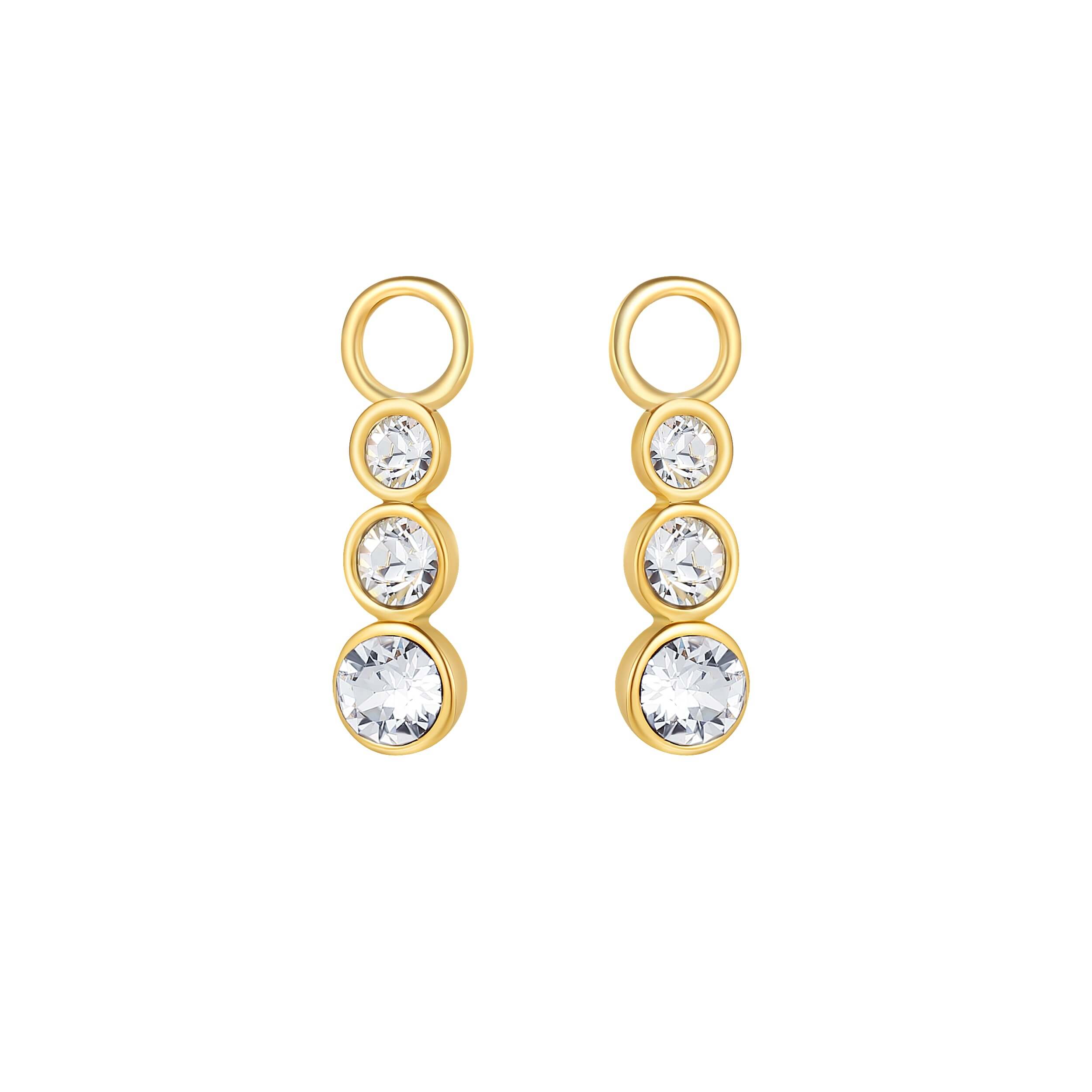 Attract Trilogy Mix Hoop Earring Charms with Swarovski Crystals Gold Plated