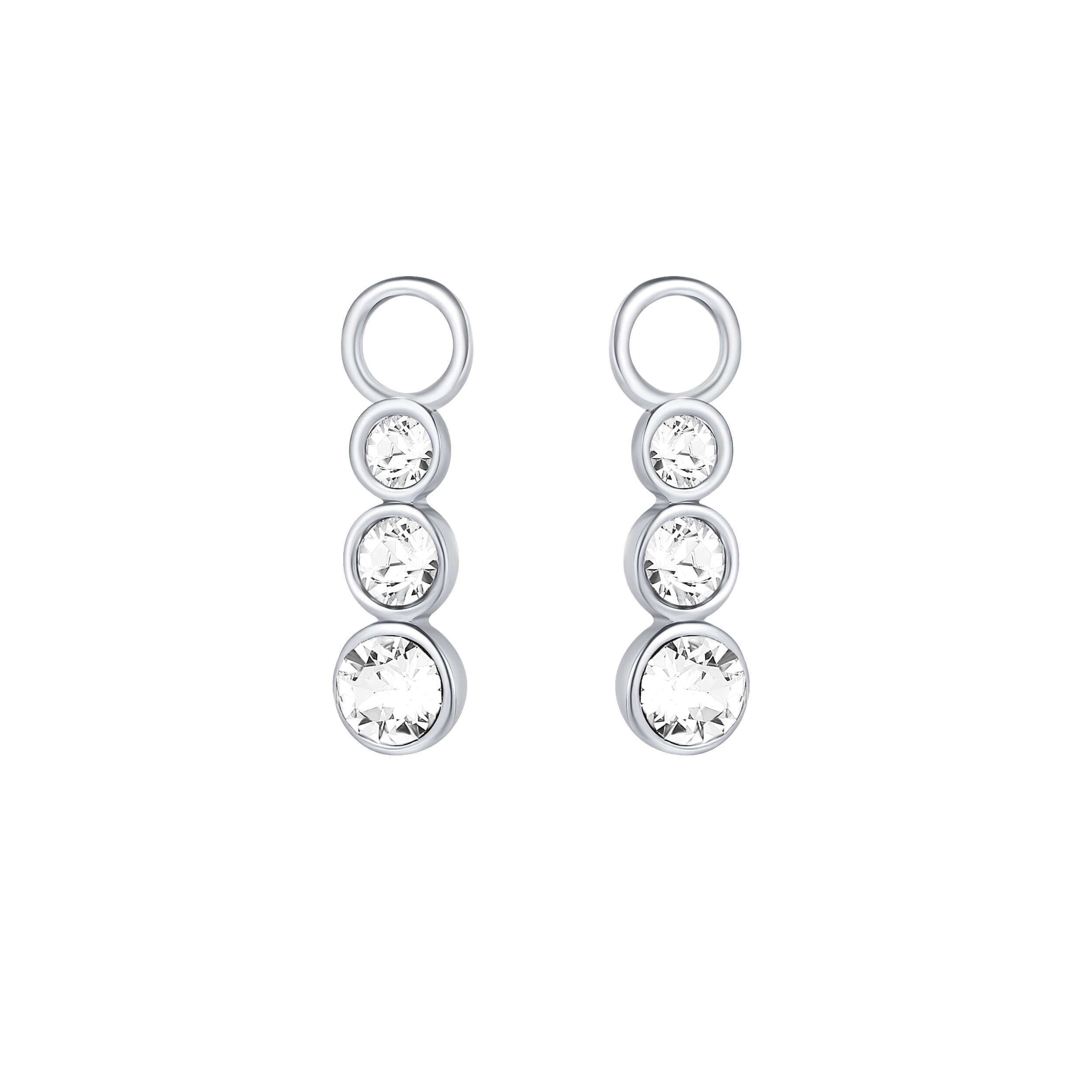 Attract Trilogy Mix Hoop Earring Charms with Swarovski Crystals Rhodium Plated