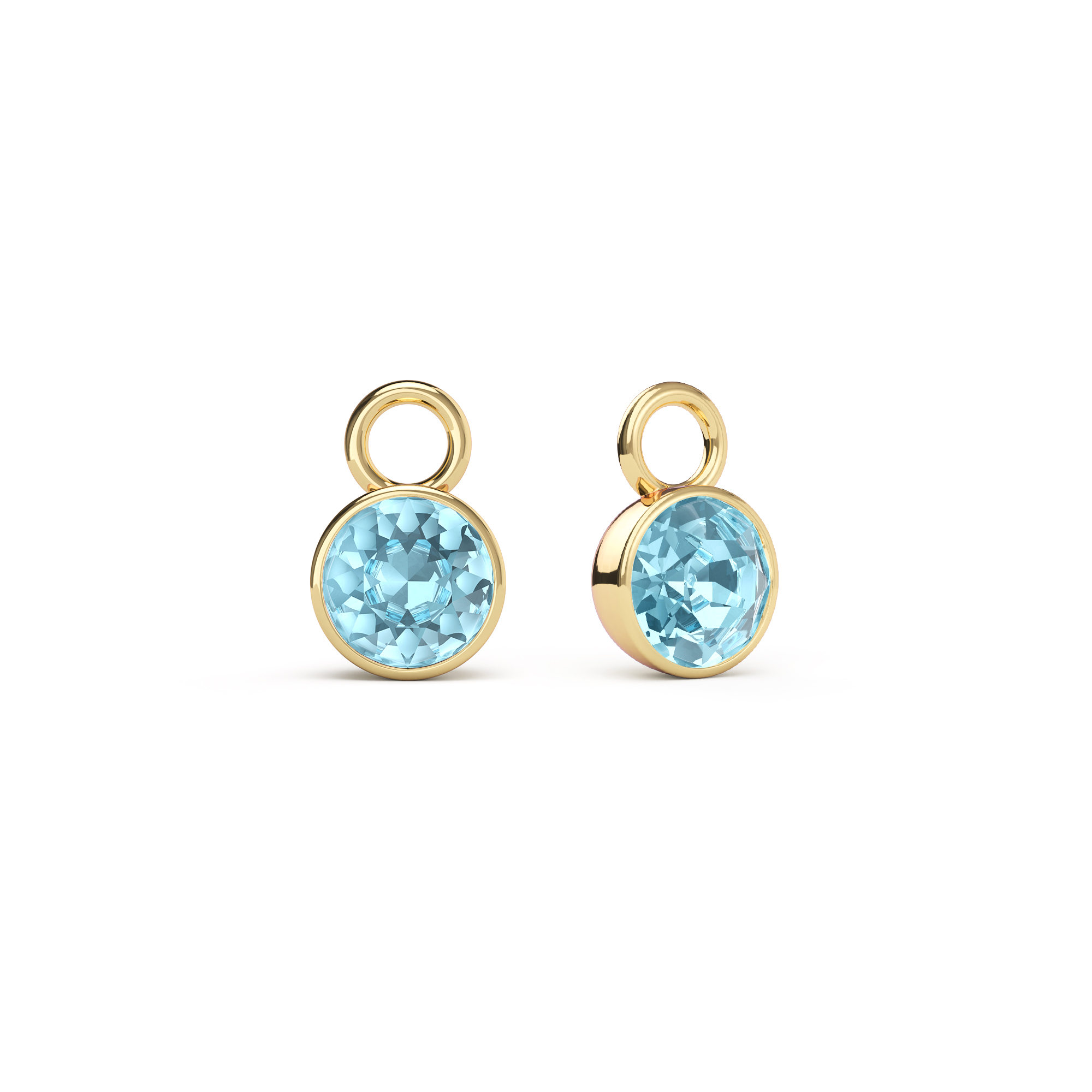 Bella 1 Carat Mix Charms with Aquamarine Swarovski Crystals Gold Plated