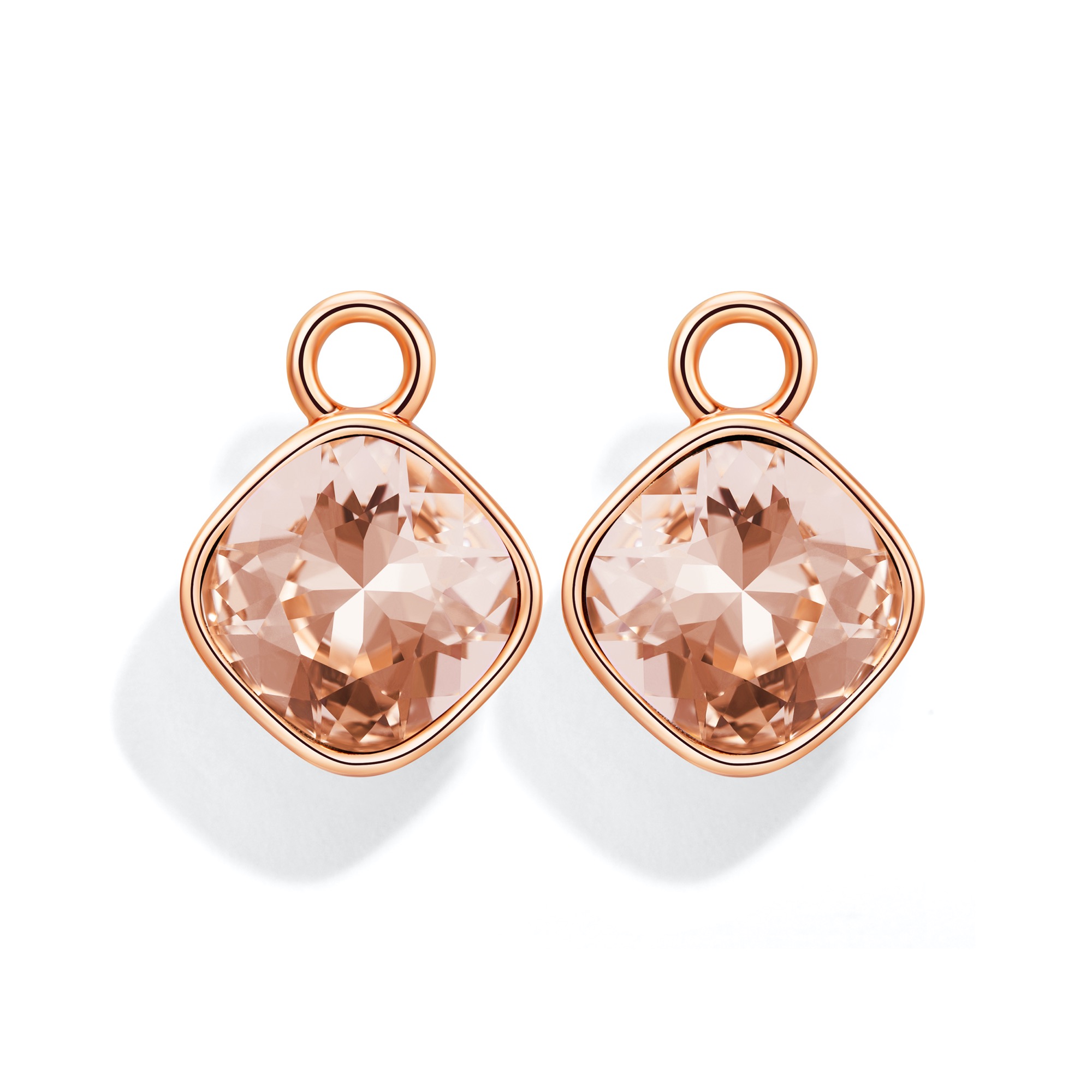 Cushion Mix Charms with Swarovski Light Peach Rose Gold Plated