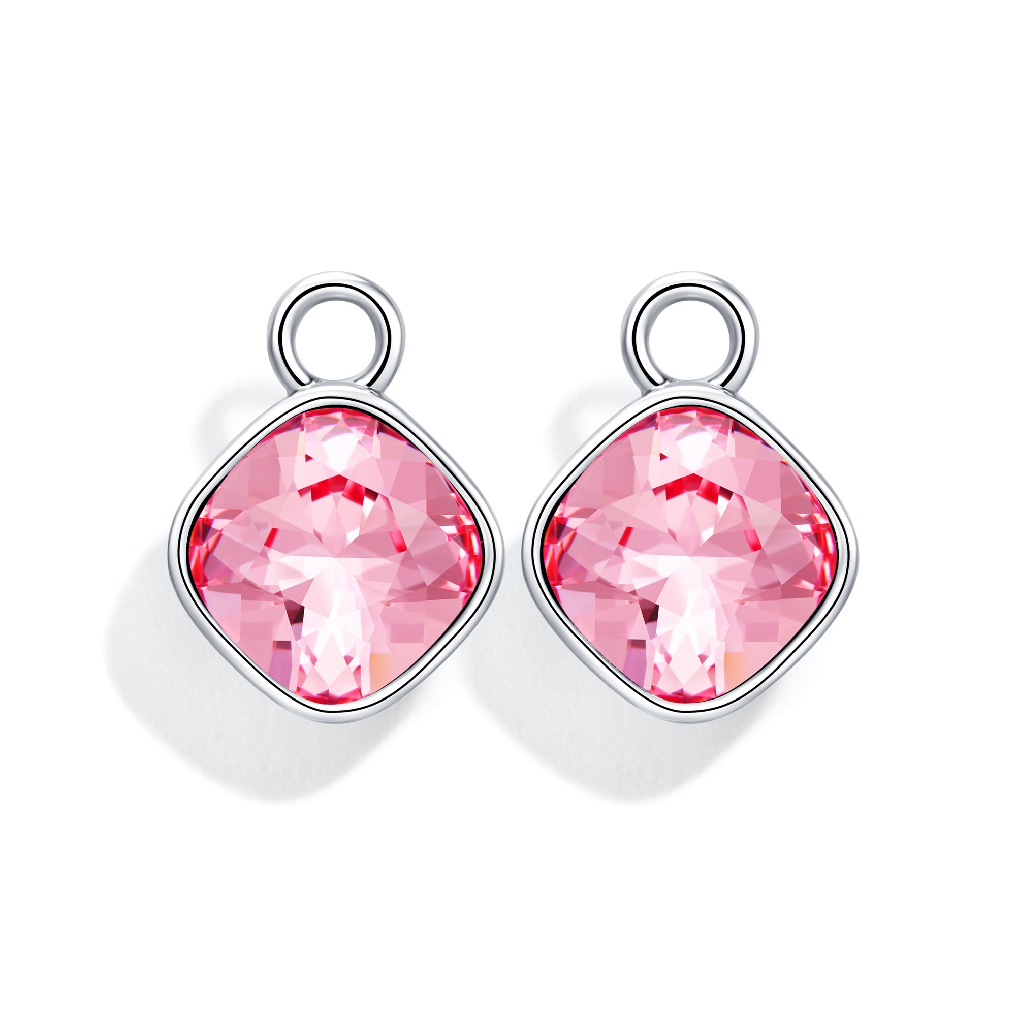Cushion Mix Charms with Swarovski Light Rose Rhodium Plated
