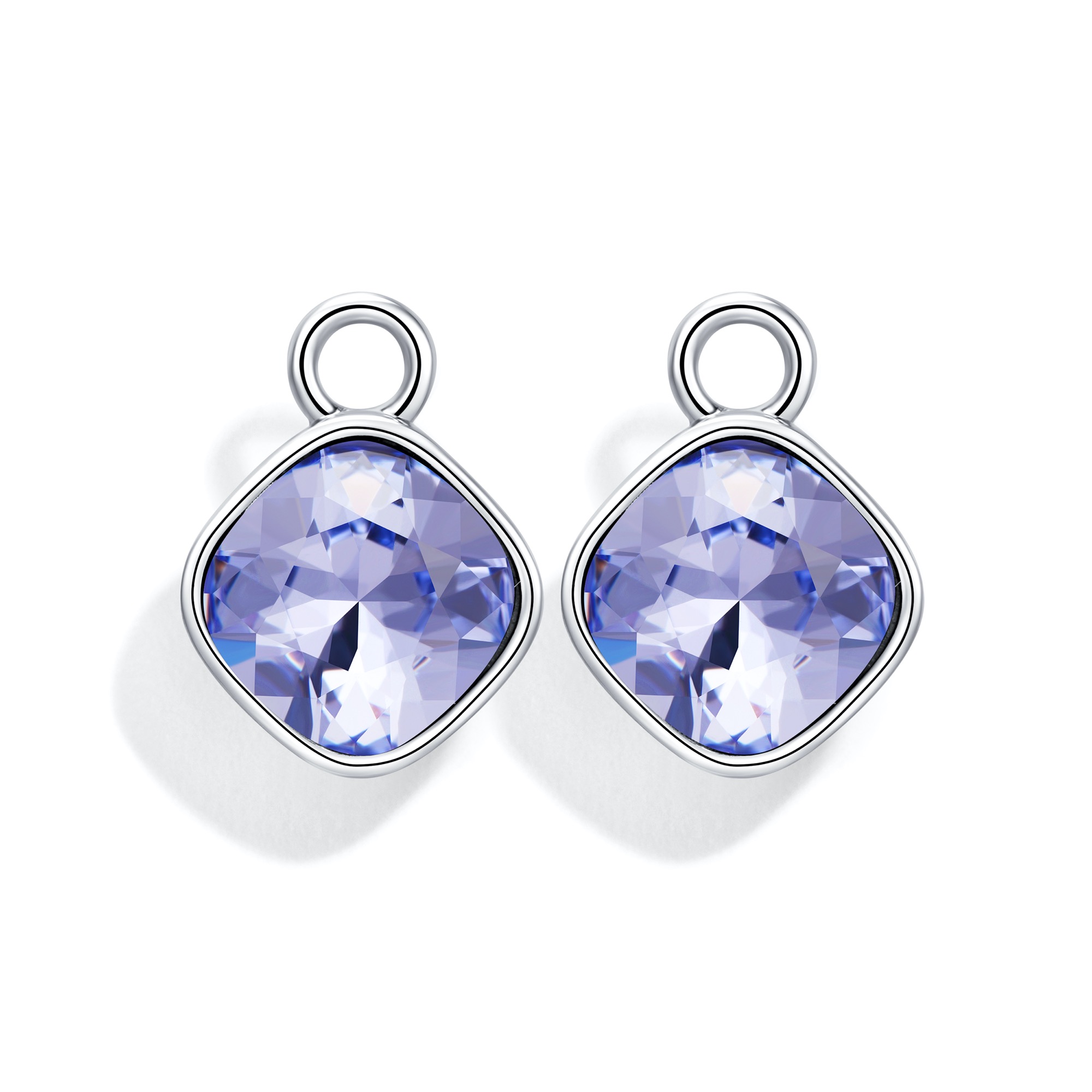 Cushion Mix Charms with Swarovski Provence Lavender Rhodium Plated