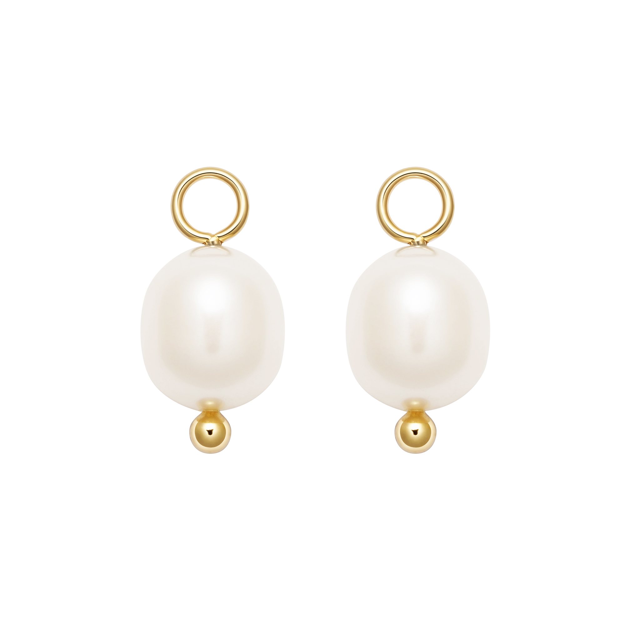 Oval Freshwater Pearl Drop Mix Charm Gold Plated