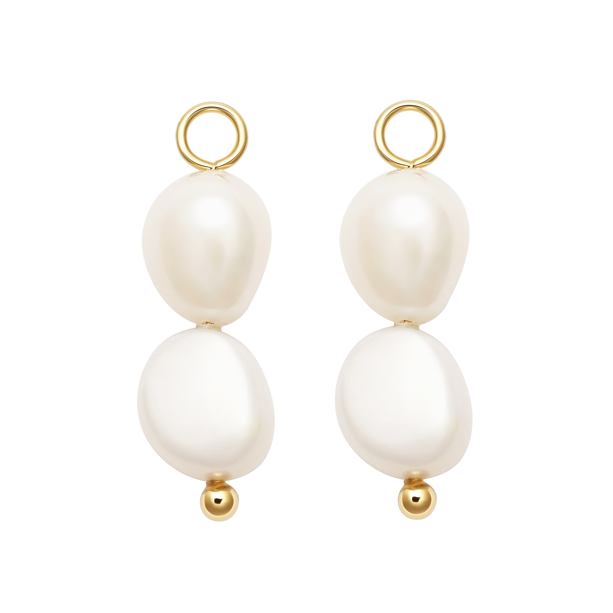 Double Organic Freshwater Pearl Drop Mix Charm Gold Plated