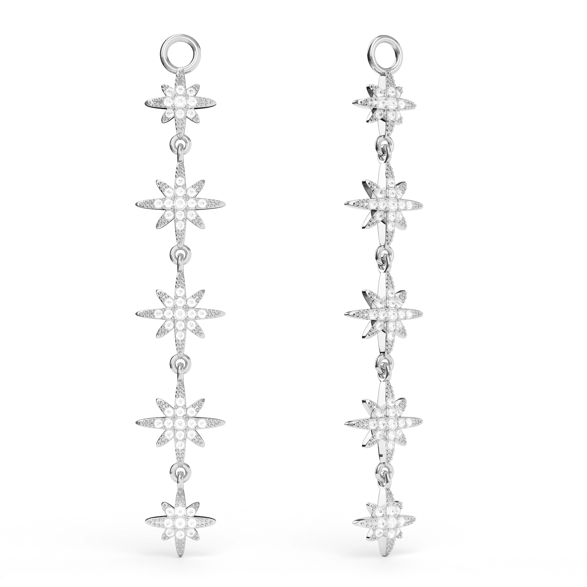 Polaris Deep Drop Star Mix Charms Clear Crystals Rhodium Plated