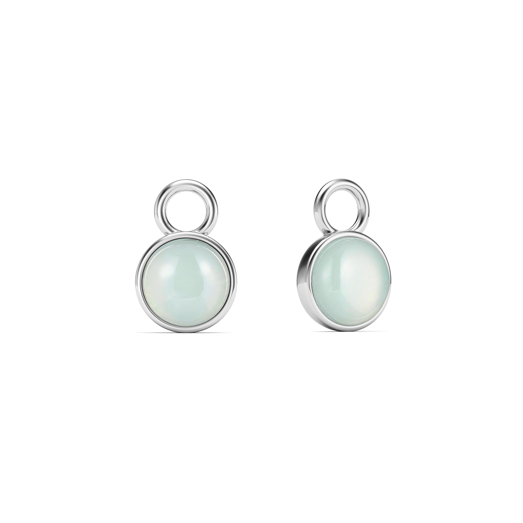 Round Petite Cabochon Amazonite Mix Charms Rhodium Plated