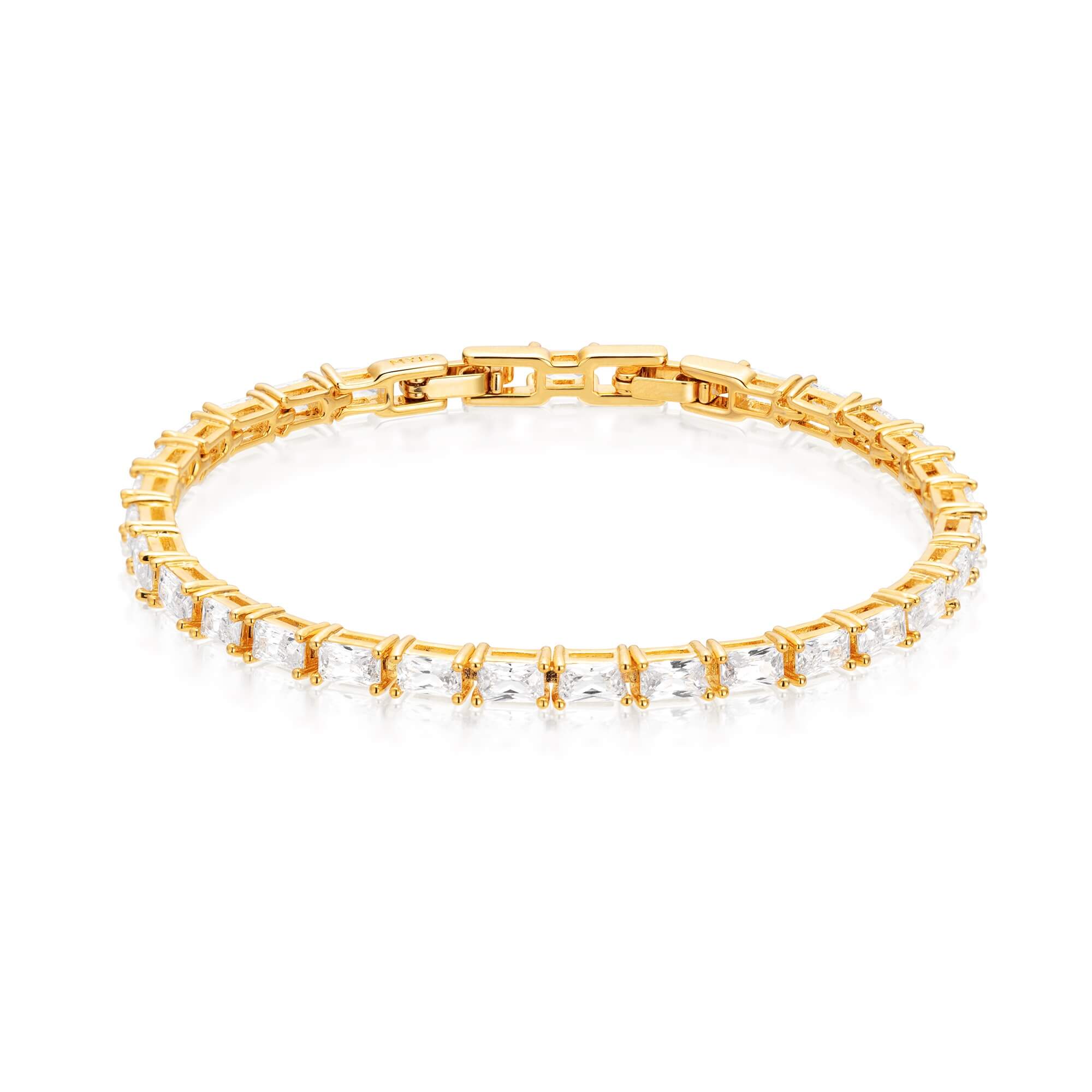 Jazz Tennis Bracelet with Baguette Cut Cubic Zirconia Gold Plated