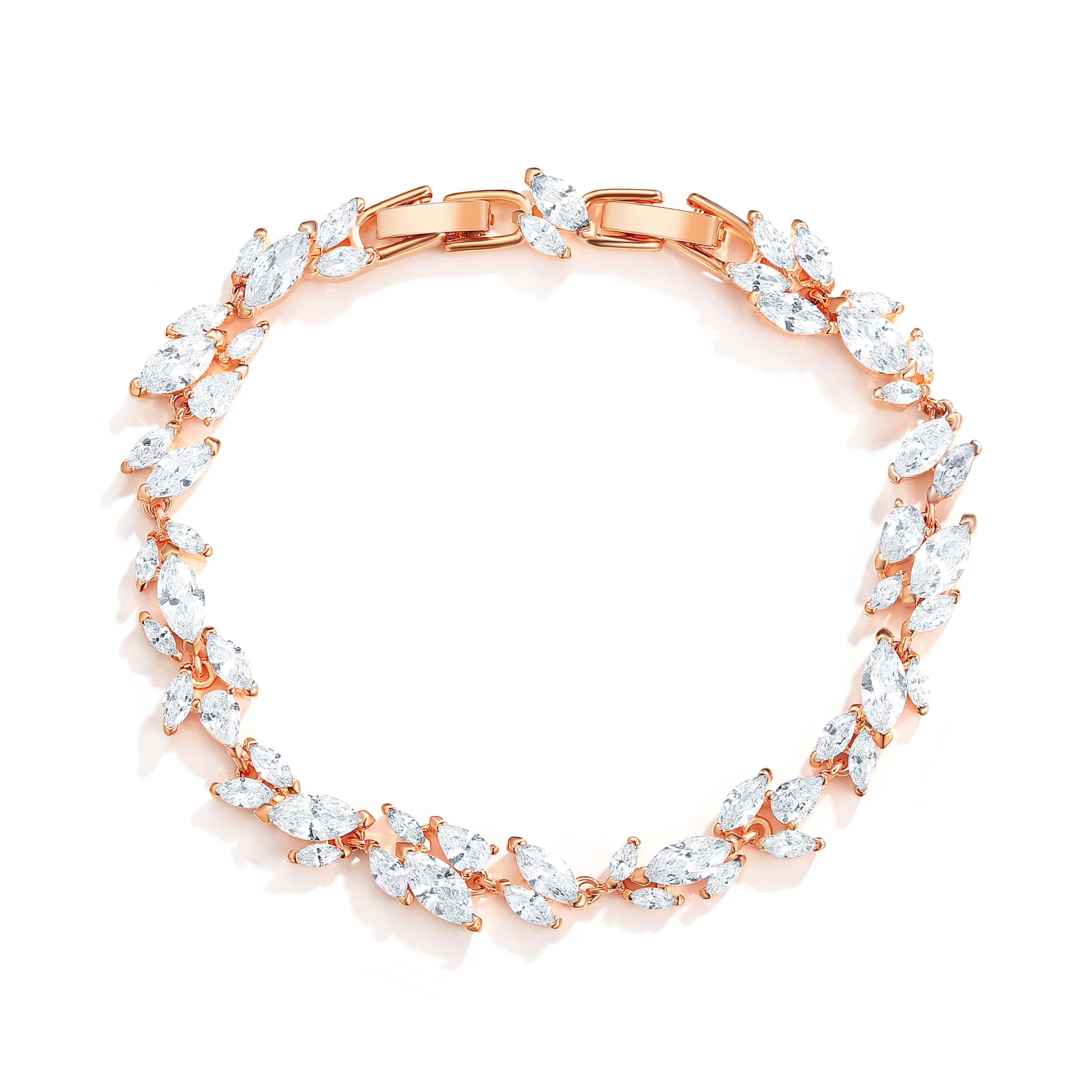 Louison Cluster Statement Bracelet with Cubic Zirconia Rose Gold Plated