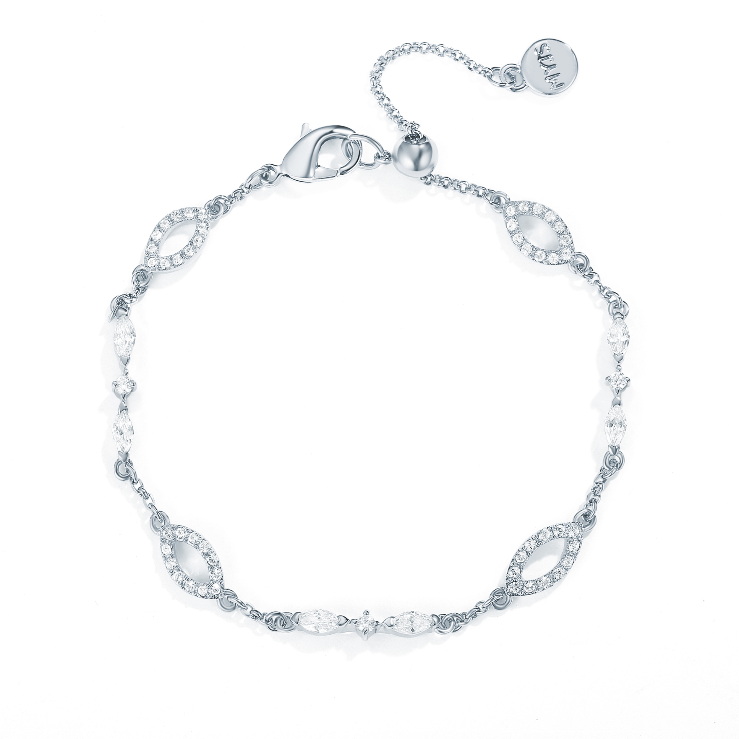Continuity Bracelet with Swarovski Crystals Rhodium Plated