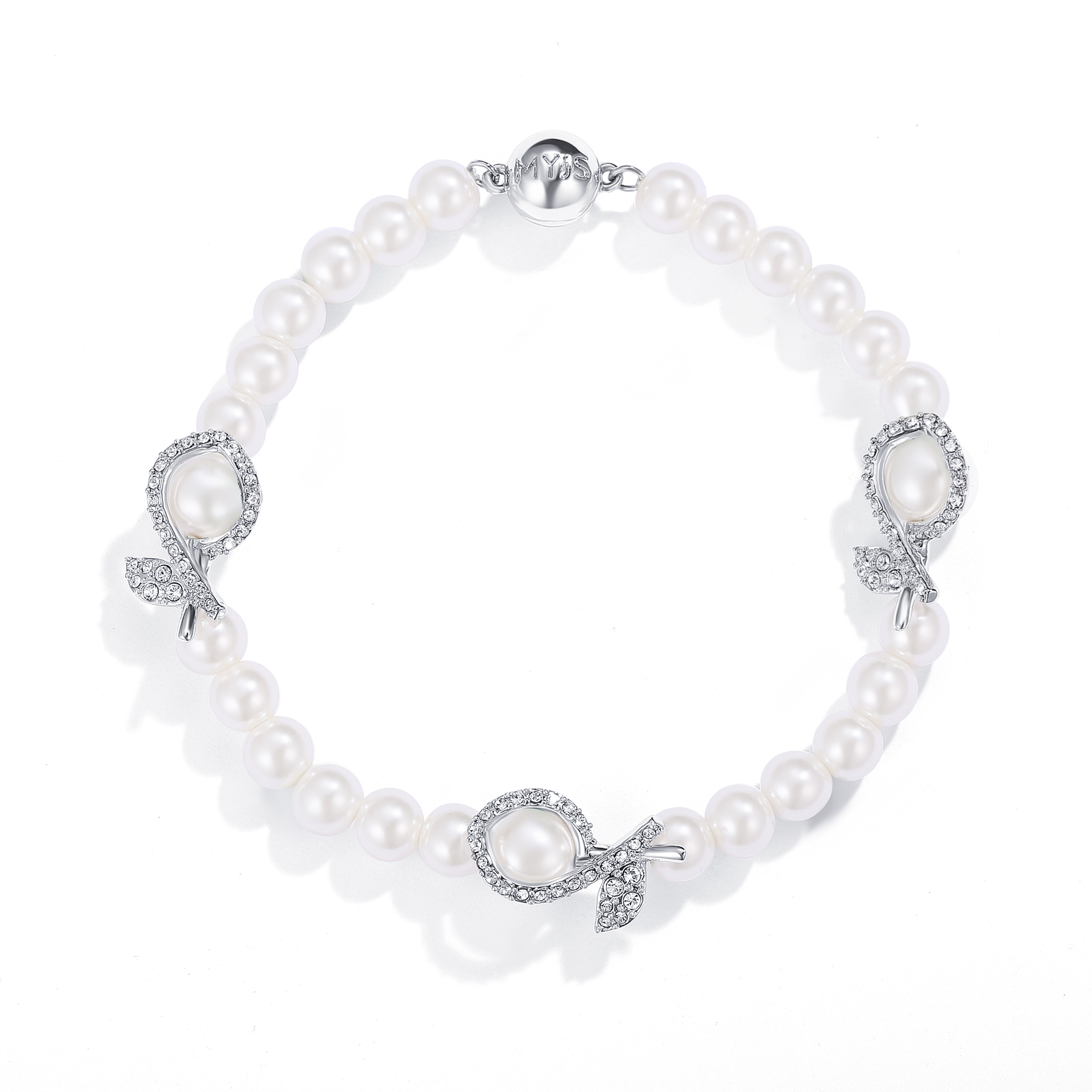 Enfold Pearl Affinity Bracelet with Swarovski Crystals Rhodium Plated