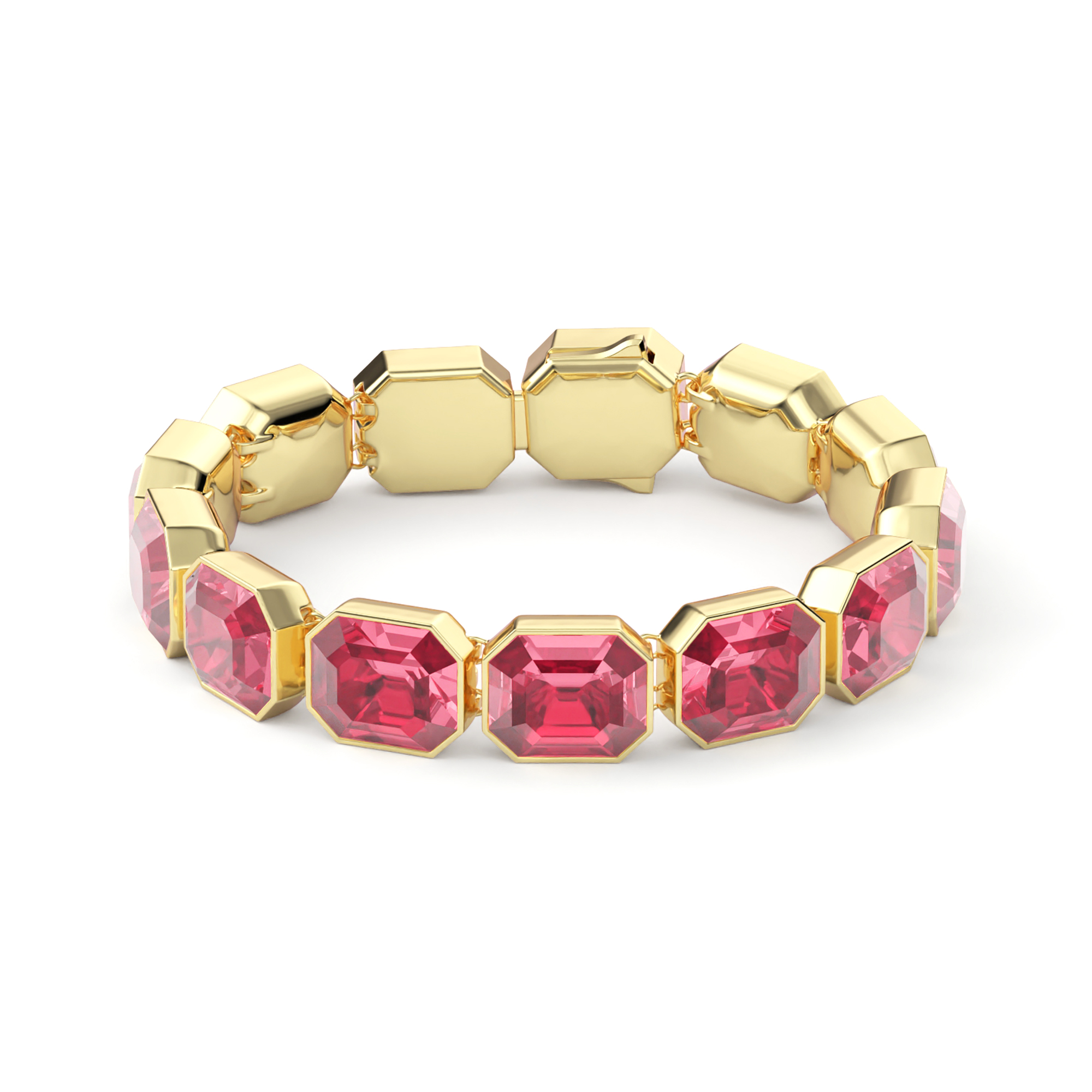 Octagon Sensational Tennis Bracelet Rose Crystals Gold Plated