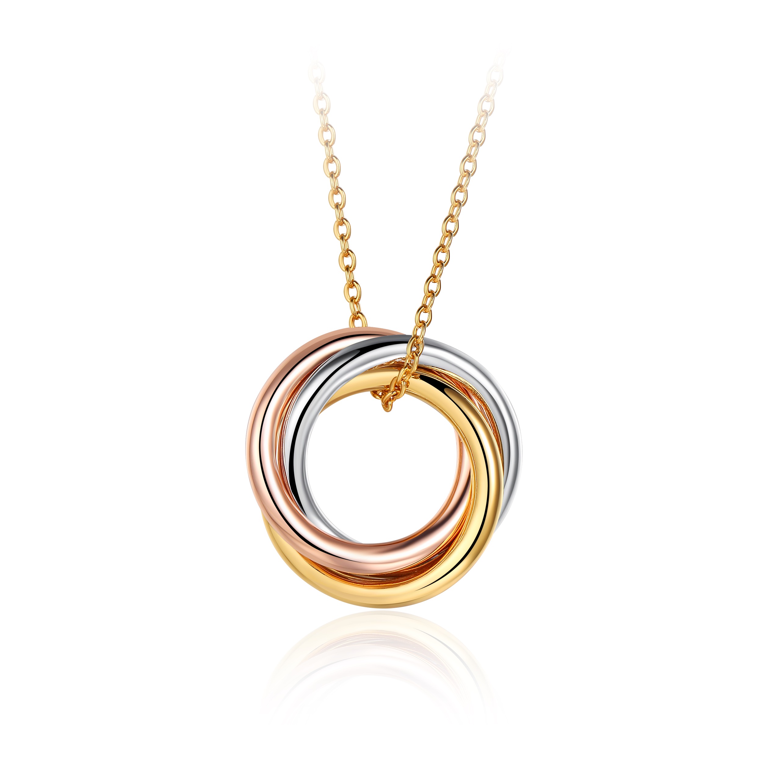 Trinity Interlocking Necklace Tri-Gold Plated