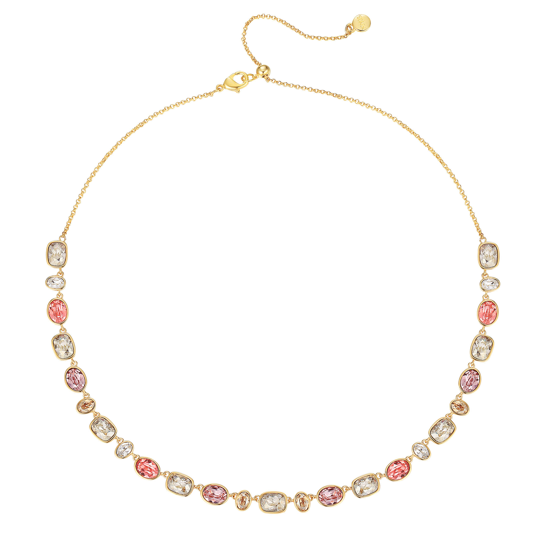 Festival Rose Necklace w Swarovski Crystals Gold Plated