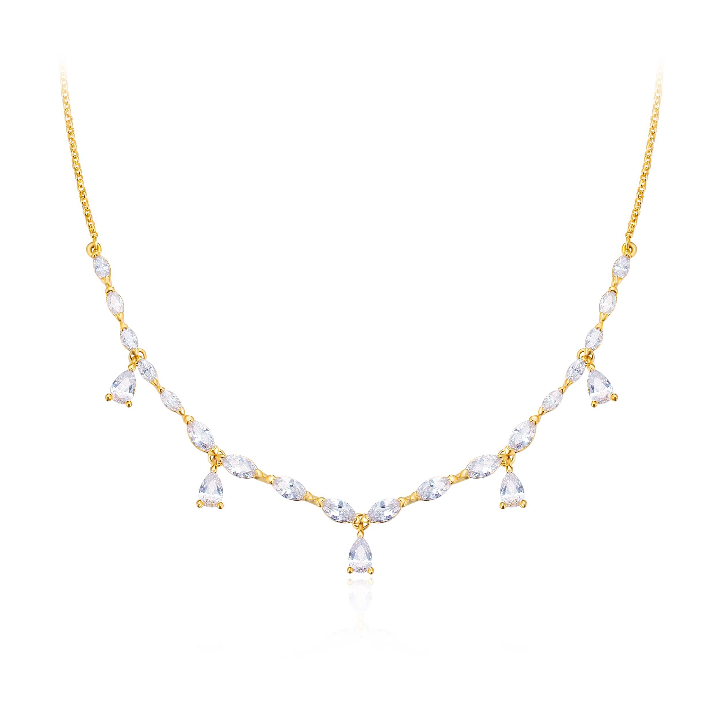 Louison Layer Necklace w Cubic Zirconia Gold Plated