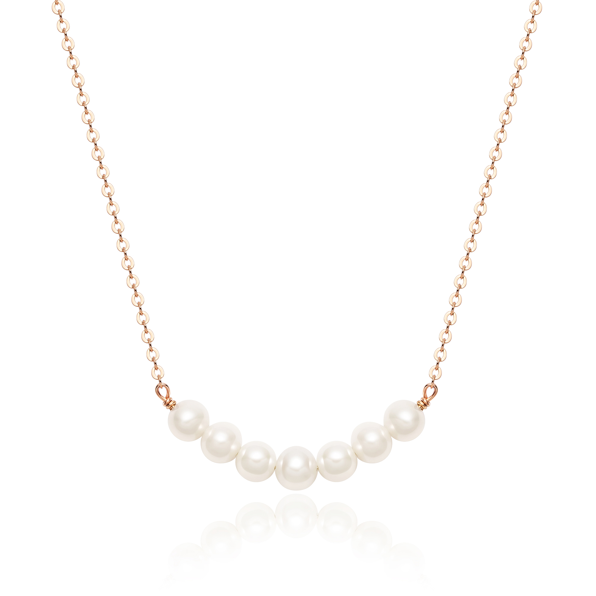 Organic Freshwater Pearl Bar Necklace Rose Gold plated