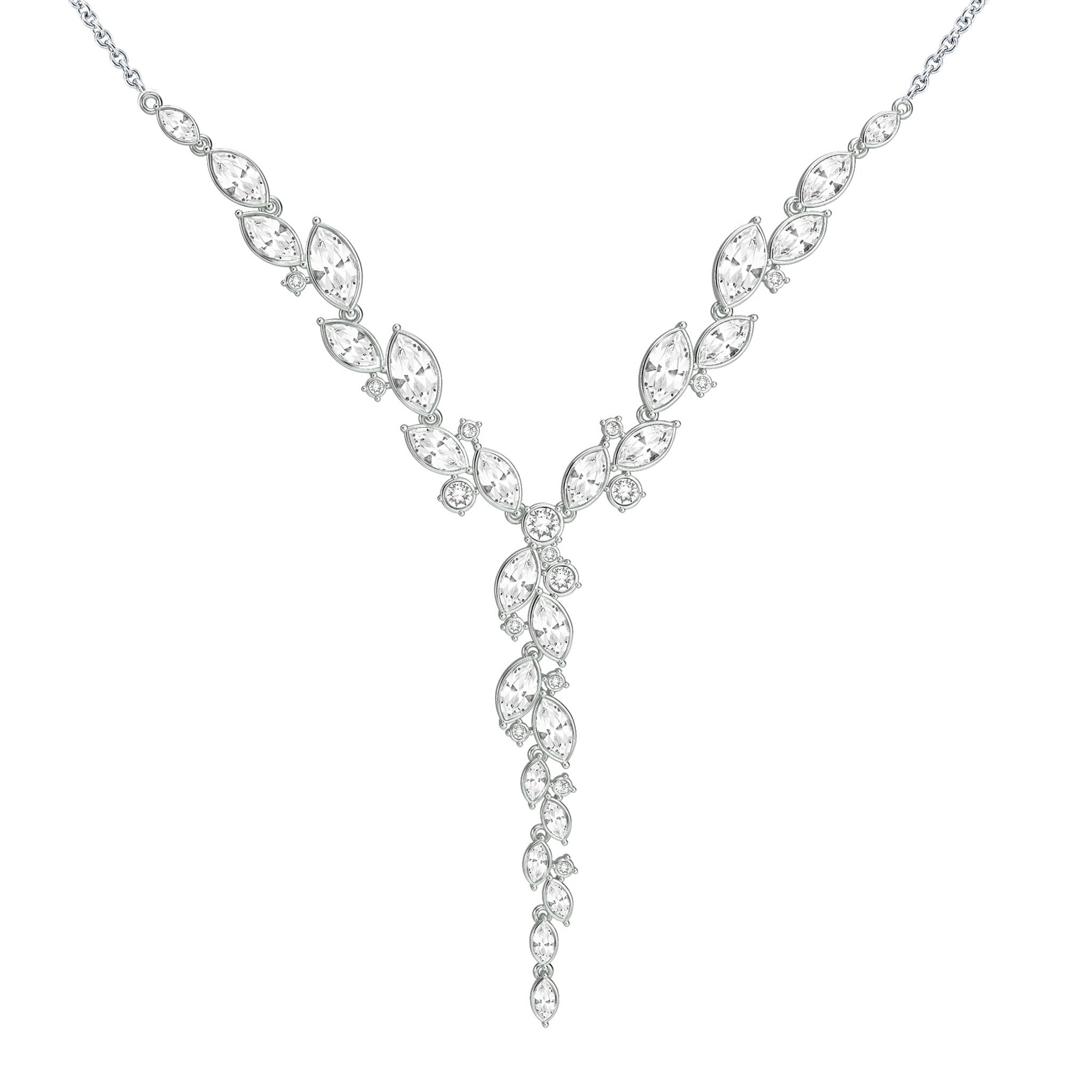 Paloma Statement Necklace with Swarovski Crystals Rhodium Plated