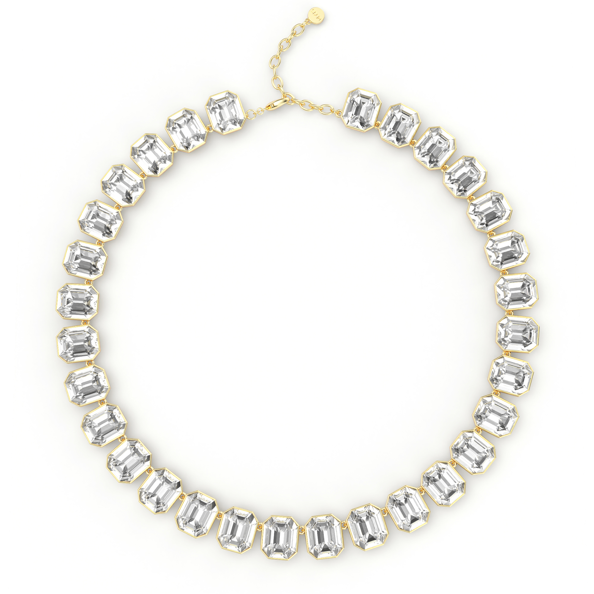 Octagon Sensational Statement Necklace Clear Crystals Gold Plated