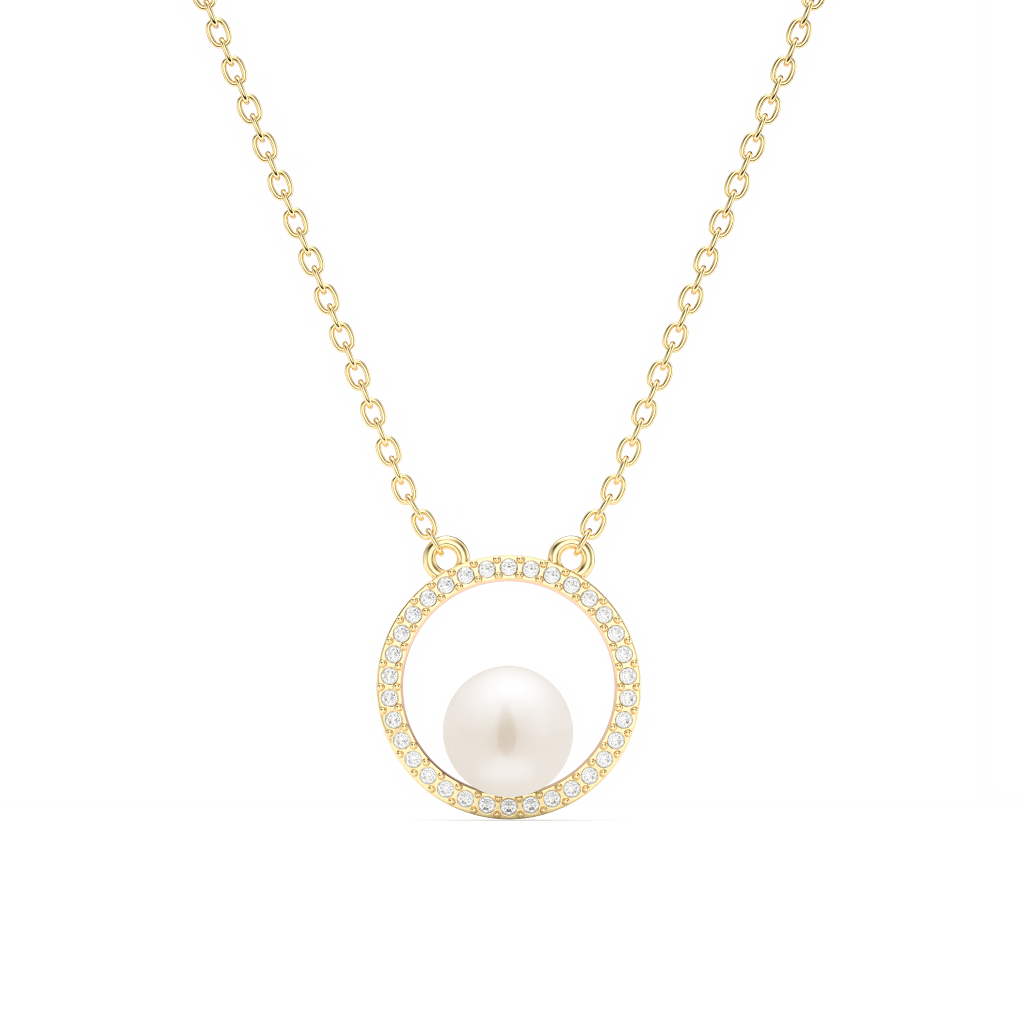 Halo Freshwater Pearl Necklace Freshwater Pearl Gold Plated