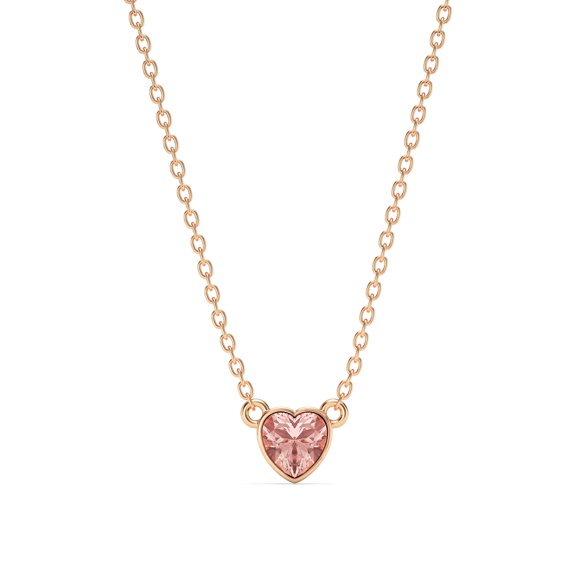 Petite Heart Solitaire Necklace Vintage Rose Crystal Rose Gold Plated