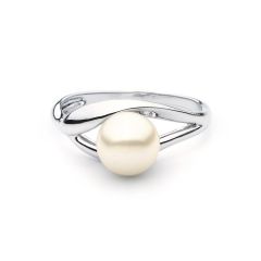 Ellipse Ring with White Pearl