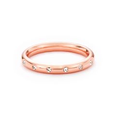 Droplet Crystal Studded Stackable Ring Rose Gold Plated