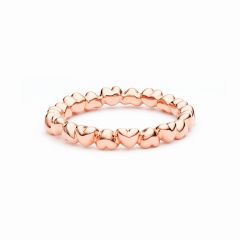 Pebble Hearts Stackable Ring Rose Gold Plated