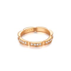 Maillon Link Ring with Swarovski Crystals Rose Gold Plated