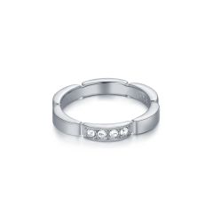 Maillon Unitary Link Ring with Swarovski Crystals Rhodium Plated
