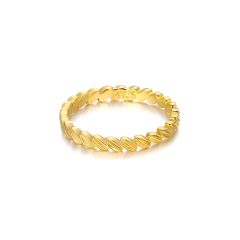Fine Leaf Link Stackable Ring Gold Plated