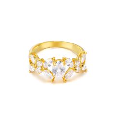 Victoria Statement Ring with Cubic Zirconia Gold Plated