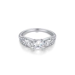 Adoration Oval Cubic Zirconia Ring Rhodium Plated
