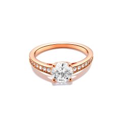 Attract Round CZ Solitaire Ring with Swarovski Crystals Rose Gold Plated