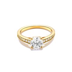 Attract Round CZ Solitaire Ring with Swarovski Crystals Gold Plated