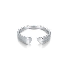 Sparkling Open Hearts Ring Rhodium Plated