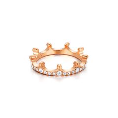 Sparkling Crown Ring with Swarovski Crystals Rose Gold Plated