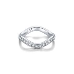 Wave Eternity Band Ring with Swarovski Crystals Rhodium Plated