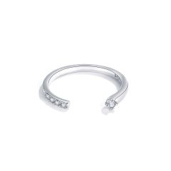Baby Triple Round CZ Open Ring Rhodium Plated